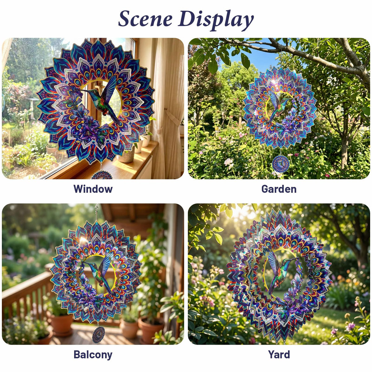 Hummingbird Mandala Wind Spinner (10In-Hummingbird)