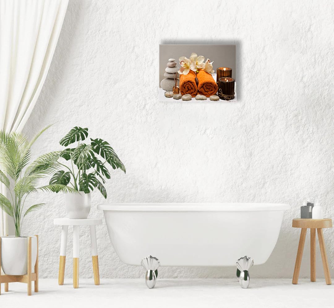 Bathroom Wall Art Zen Bathroom Decor Zen Meditation Stone Canvas Prints Bathroom Pictures for Wall Zen Spa Painting Modern Artwork Home Decoration for Bathroom Spa Yoga Room 16"x12" (Zen Stone / 16"L x 12"W)