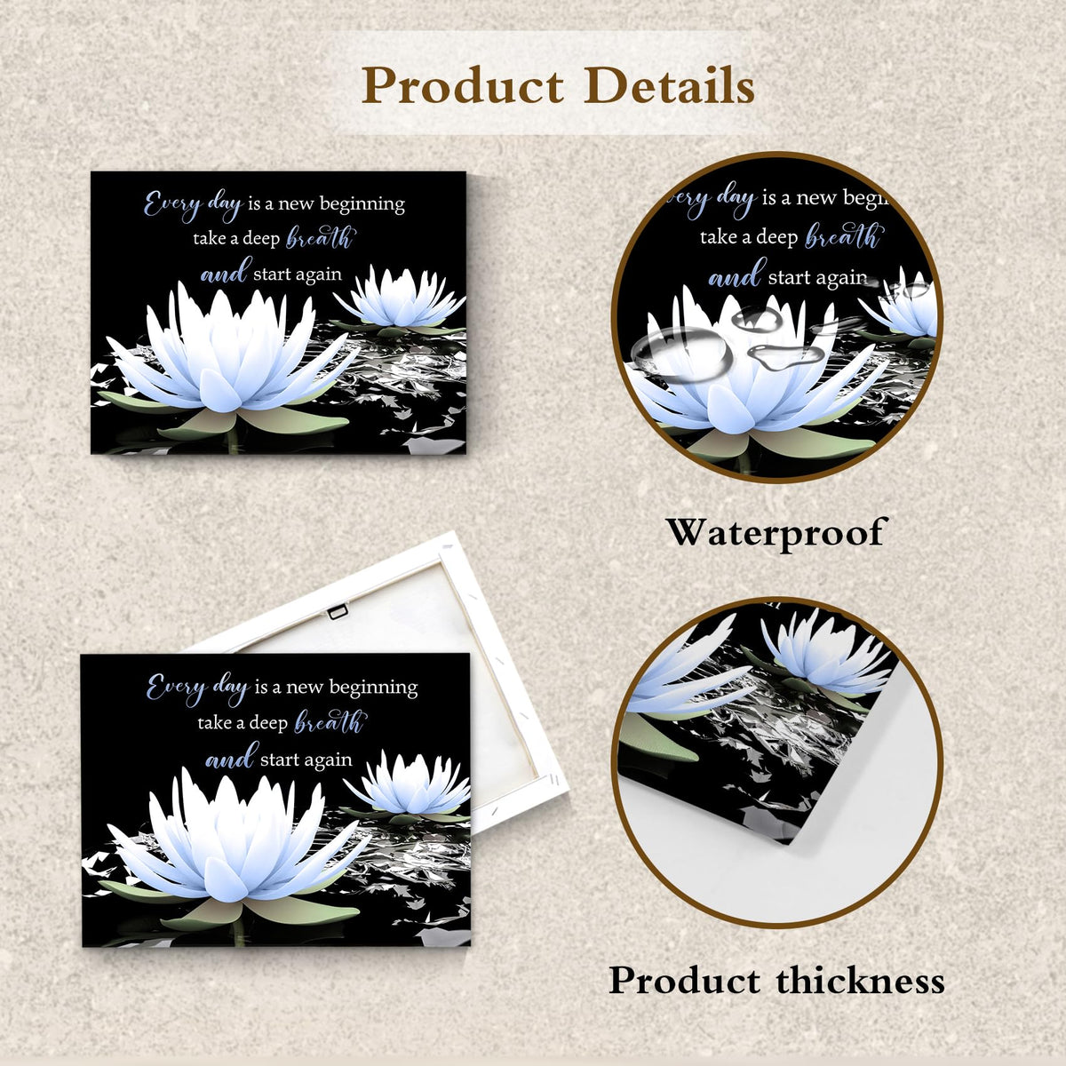 Black and Blue Zen Floral Wall Art (Blue / 16"L x 24"W)
