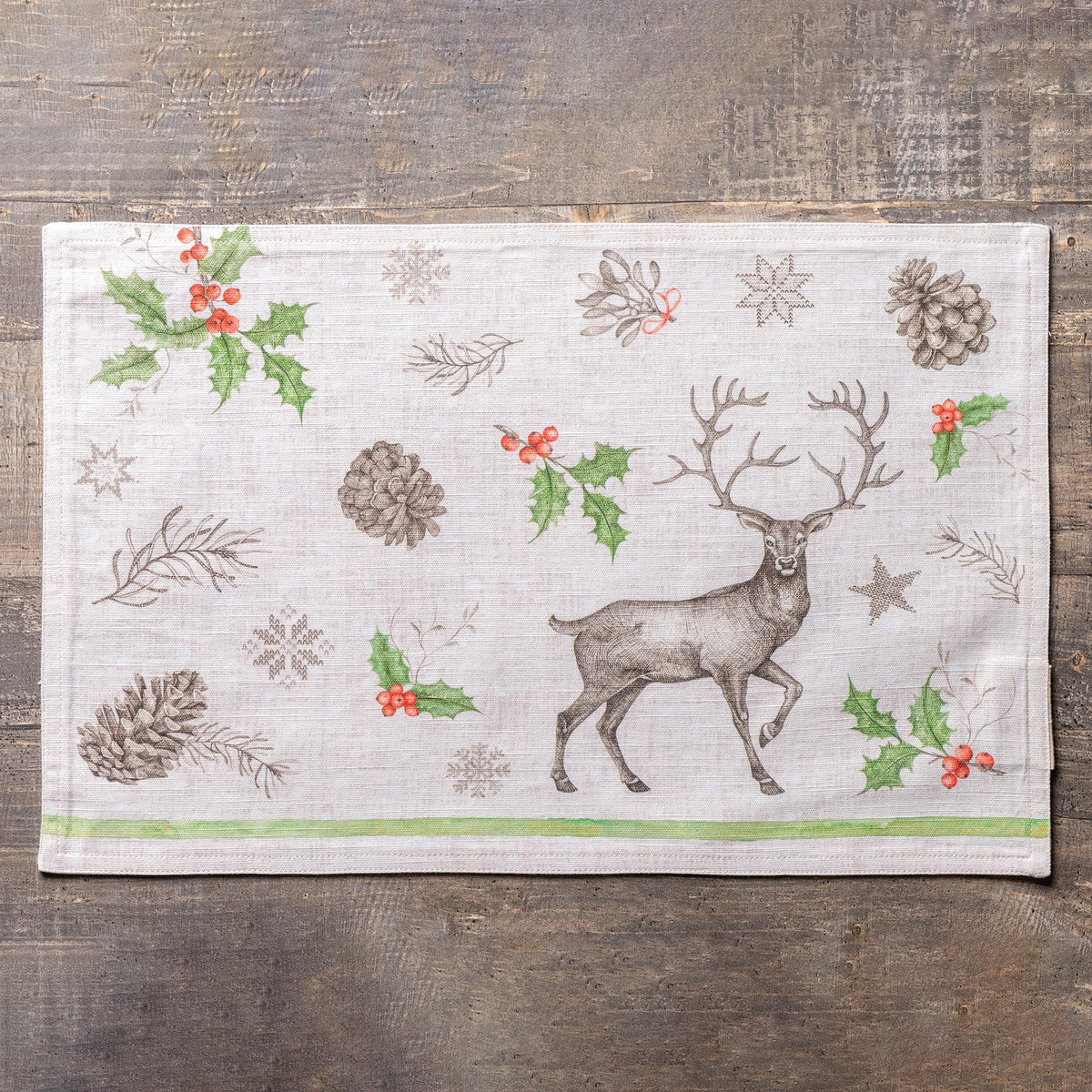 Placemats Set of 4 Reusable 100% Cotton (075 - Christmas Dew / 13" X 19" (Pack of 4))
