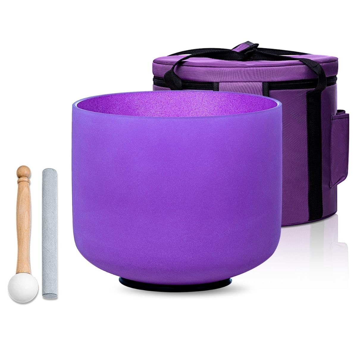 Crystal Singing Bowl 8 in Purple B Note 432Hz with Carrying Case (Purple B Note)