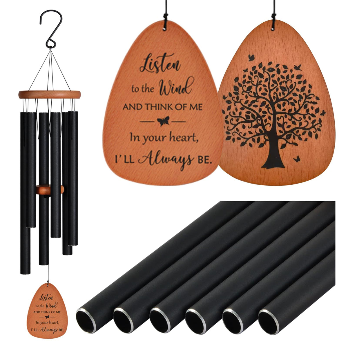 Tree of Life Memorial Wind Chimes for Loss of Loved One (32" Medium)
