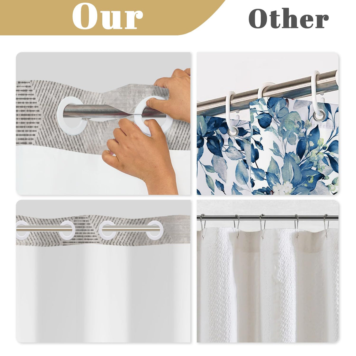 Taupe Abstract Geometric Hook Free Shower Curtain with Snap in Liner (Geometric-4)