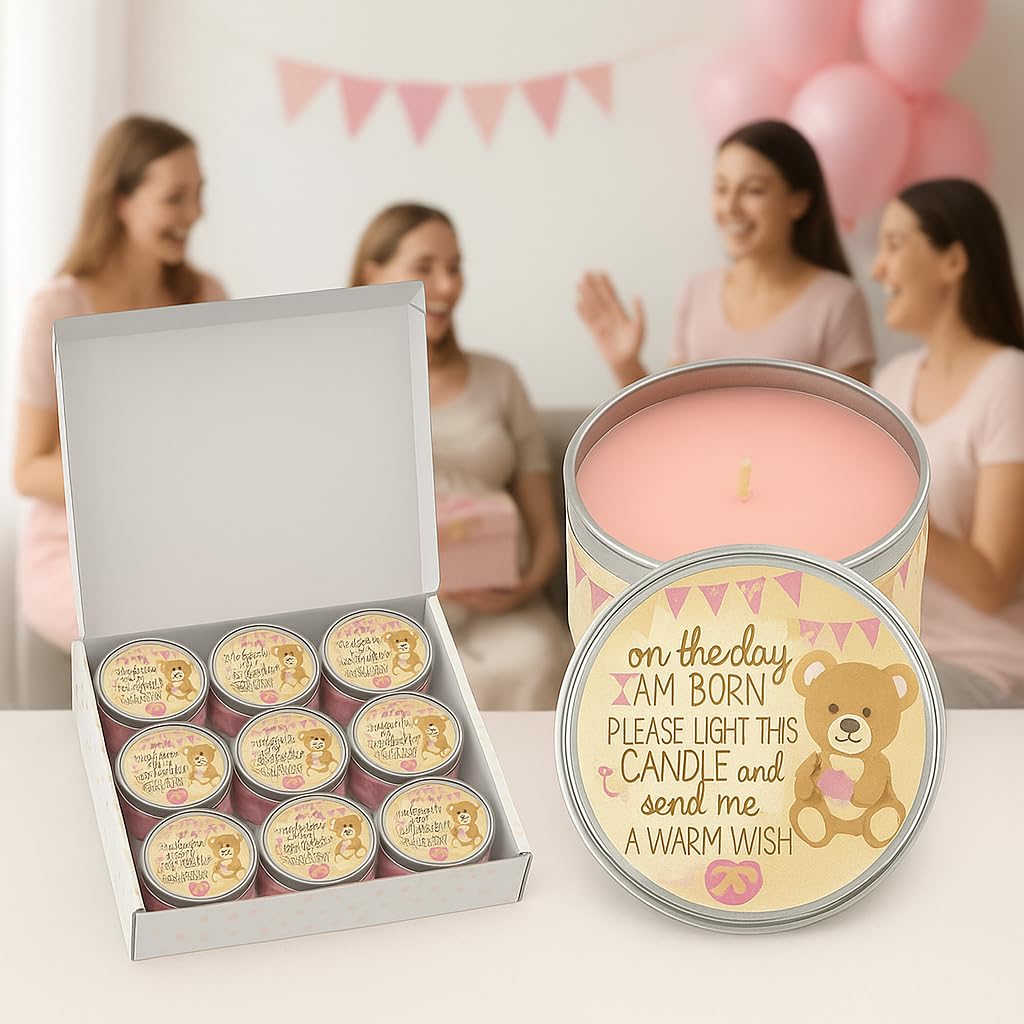 Baby Shower Candle Favors for Girls (Pink-2- One Single 9pk)