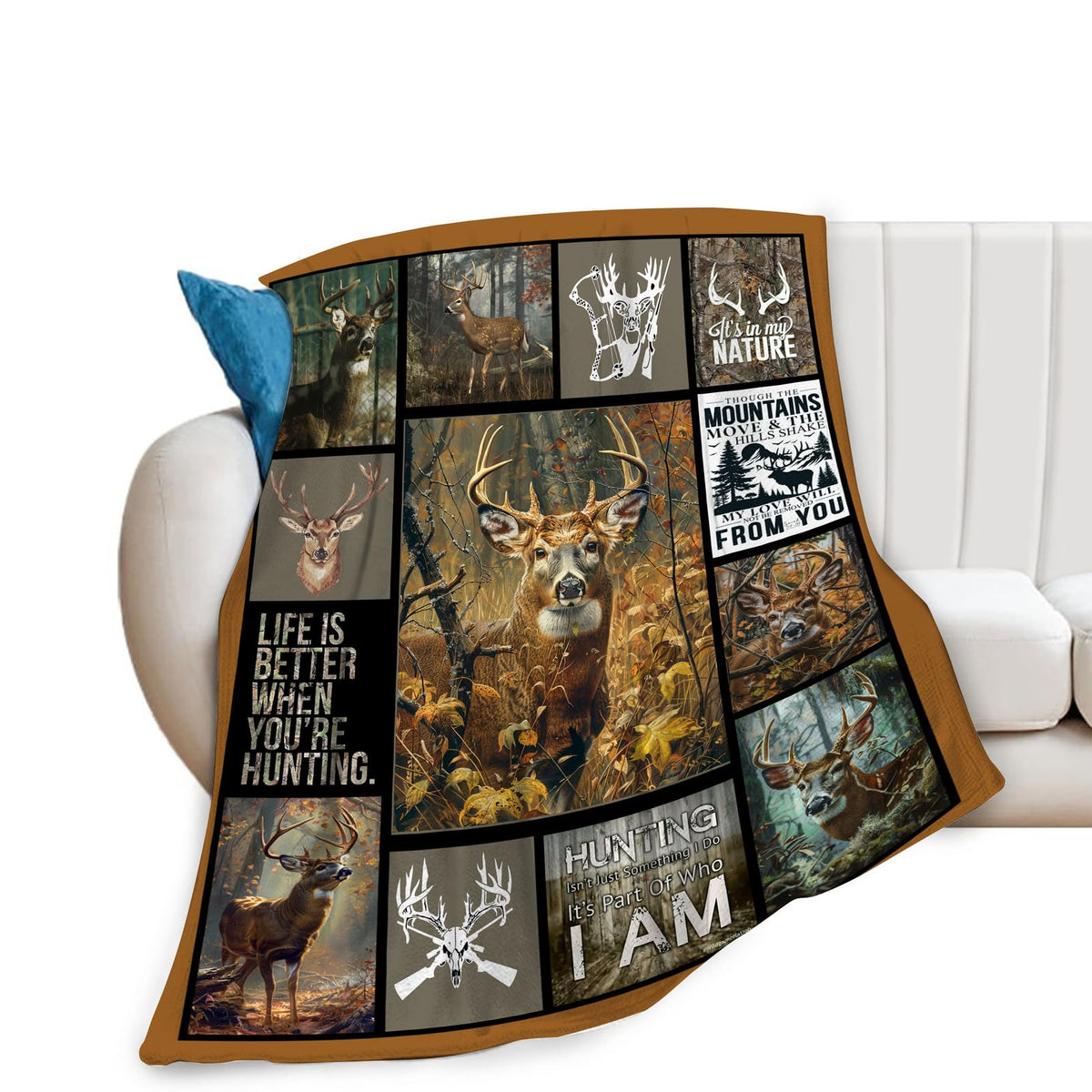 Deer Hunting Blanket Gifts for Men Hunter Elk Deer Lovers Decor Pictures Blanket Super Soft Cozy Forest Fleece for Sofa Bed Camping 50"x60" (50"x60" / Deer)