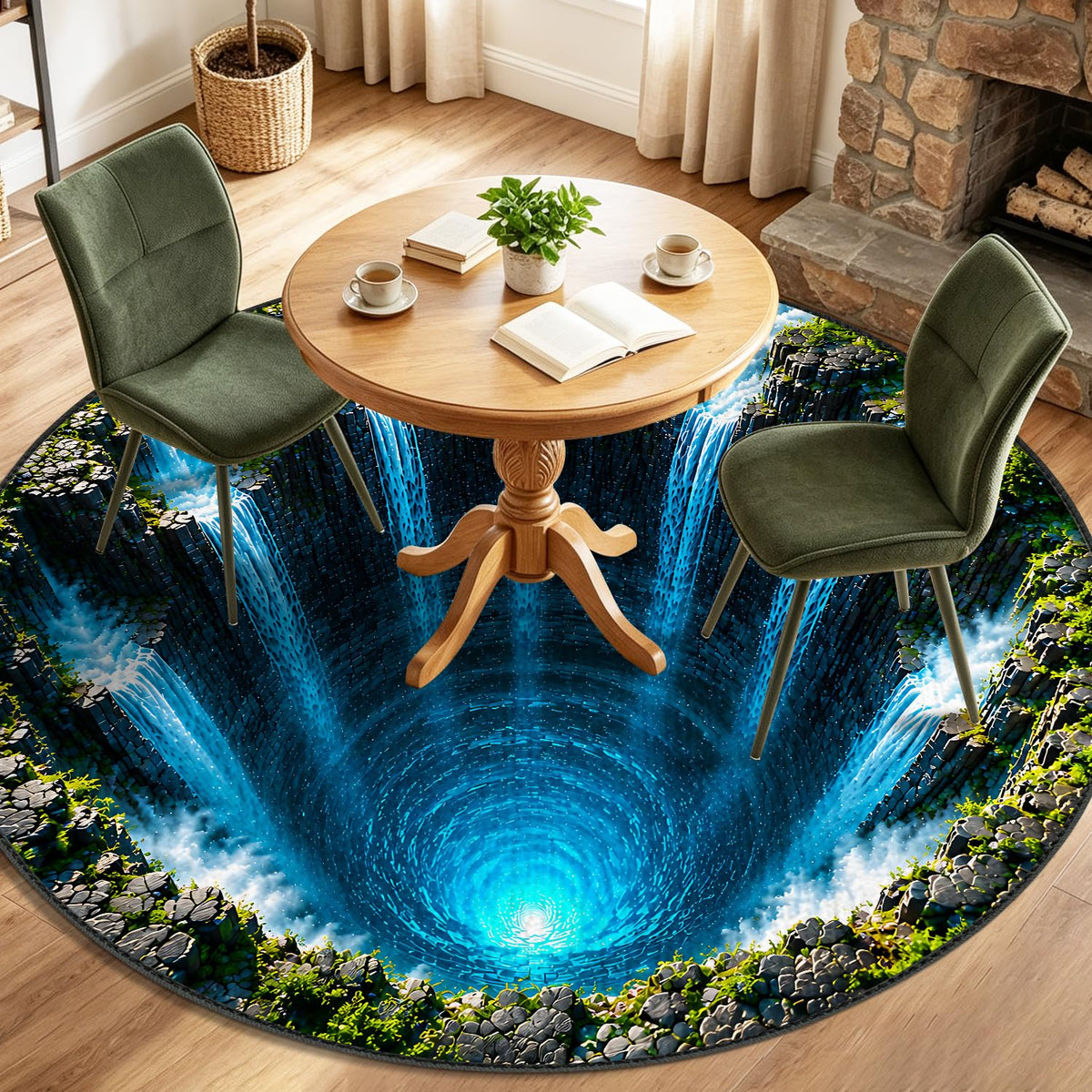 Waterfall Illusion Round Rug 5ft (48 / 5' (Round))
