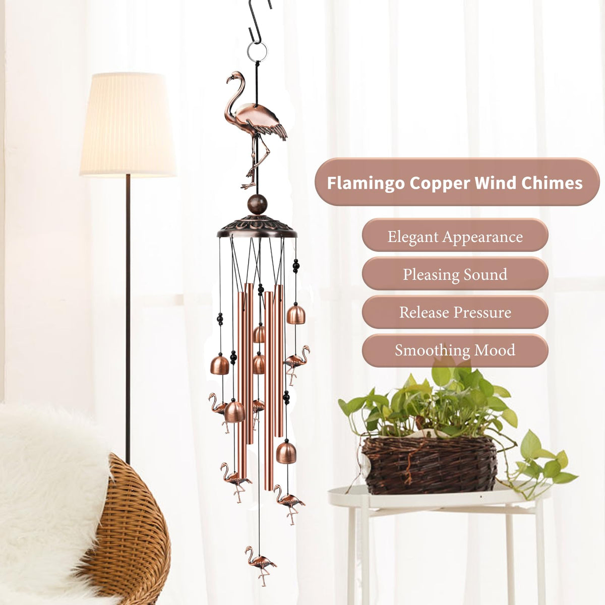 35" Flamingo Wind Chimes (Copper / Flamingo)