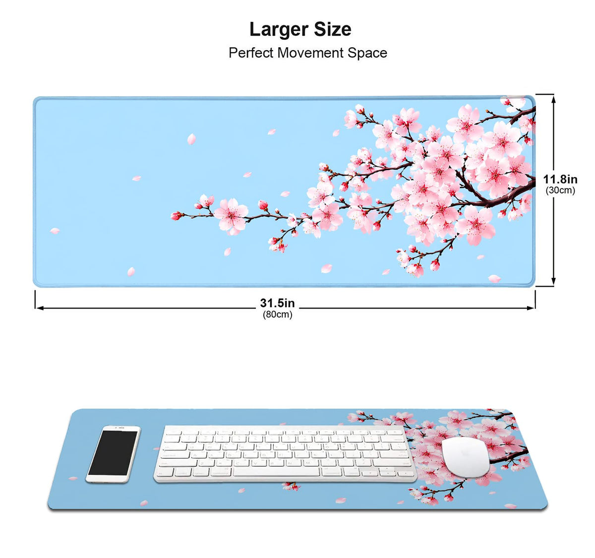 Extended Large Gaming Mouse Pad (Light Blue Sakura)