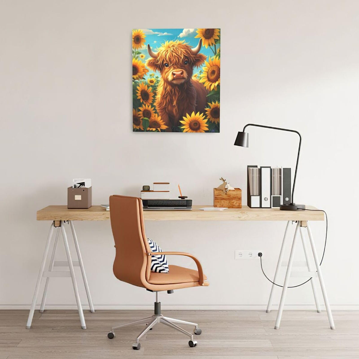 Rustic Country Highland Cow Wall Art For Kids Cow Sunflower Nursery Canvas Wall Decor Farm Animal Pictures Paintings Prints Cattle Artwork Framed Decorations For Bathroom Bedroom Living Room Office Gifts 20" x 24" (Highland Cow / 24"L x 20"W)