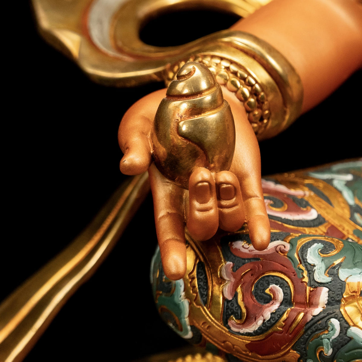 Handmade Brass Buddha Vajrayana Statue (Yellow Jambhala / 10.62in)