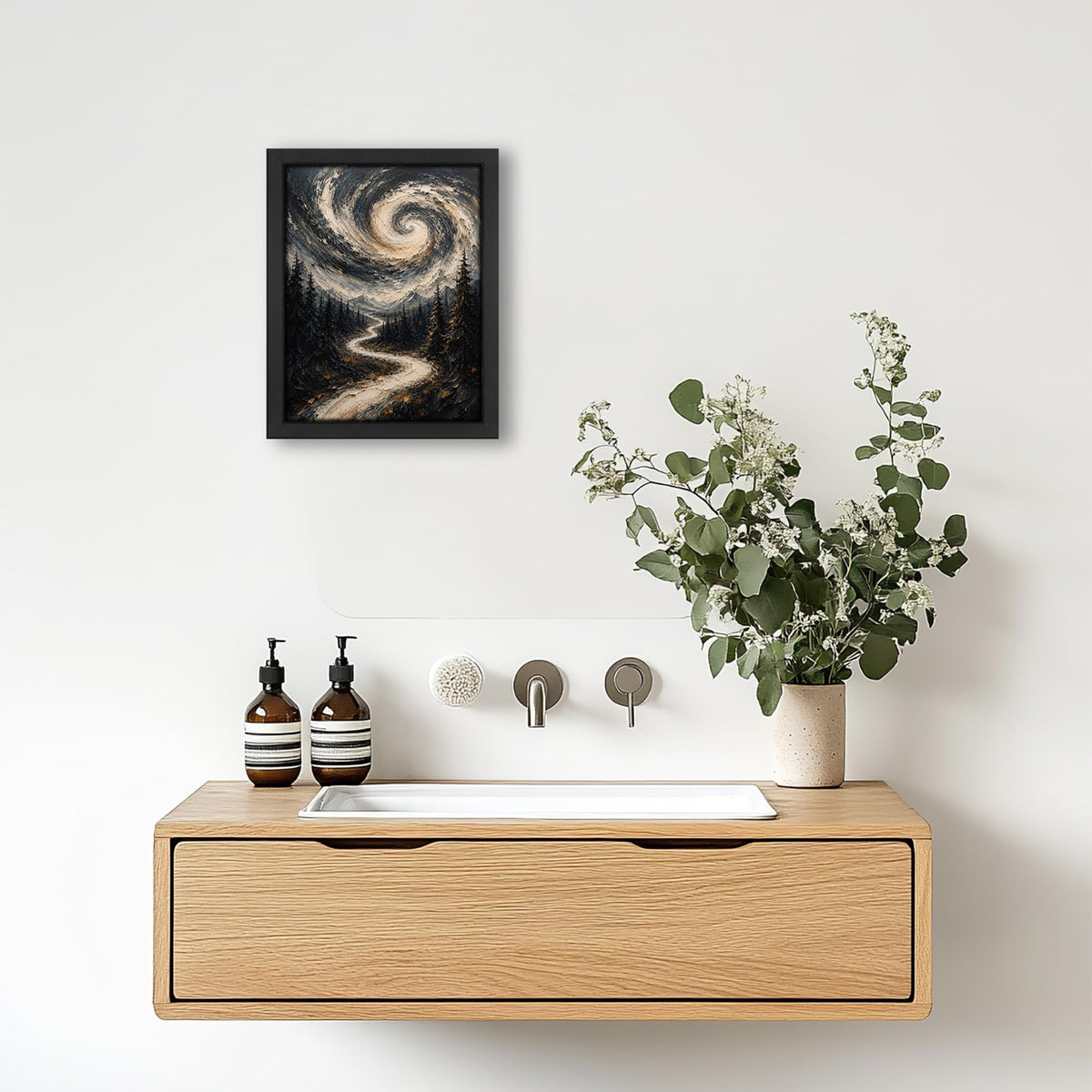 Abstract Forest Decor Wall Art (Wall Art Framed 23 / 10"L x 8"W)