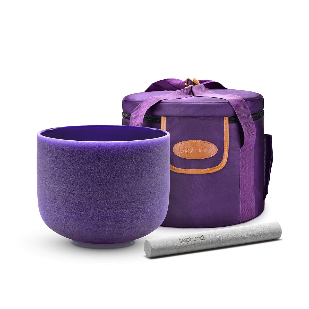 Purple B Note Crystal Singing Bowl Crown Chakra 8 inch with Heavy Duty Carrying Case and Suede Mallet (8 inch / Purple B Note)