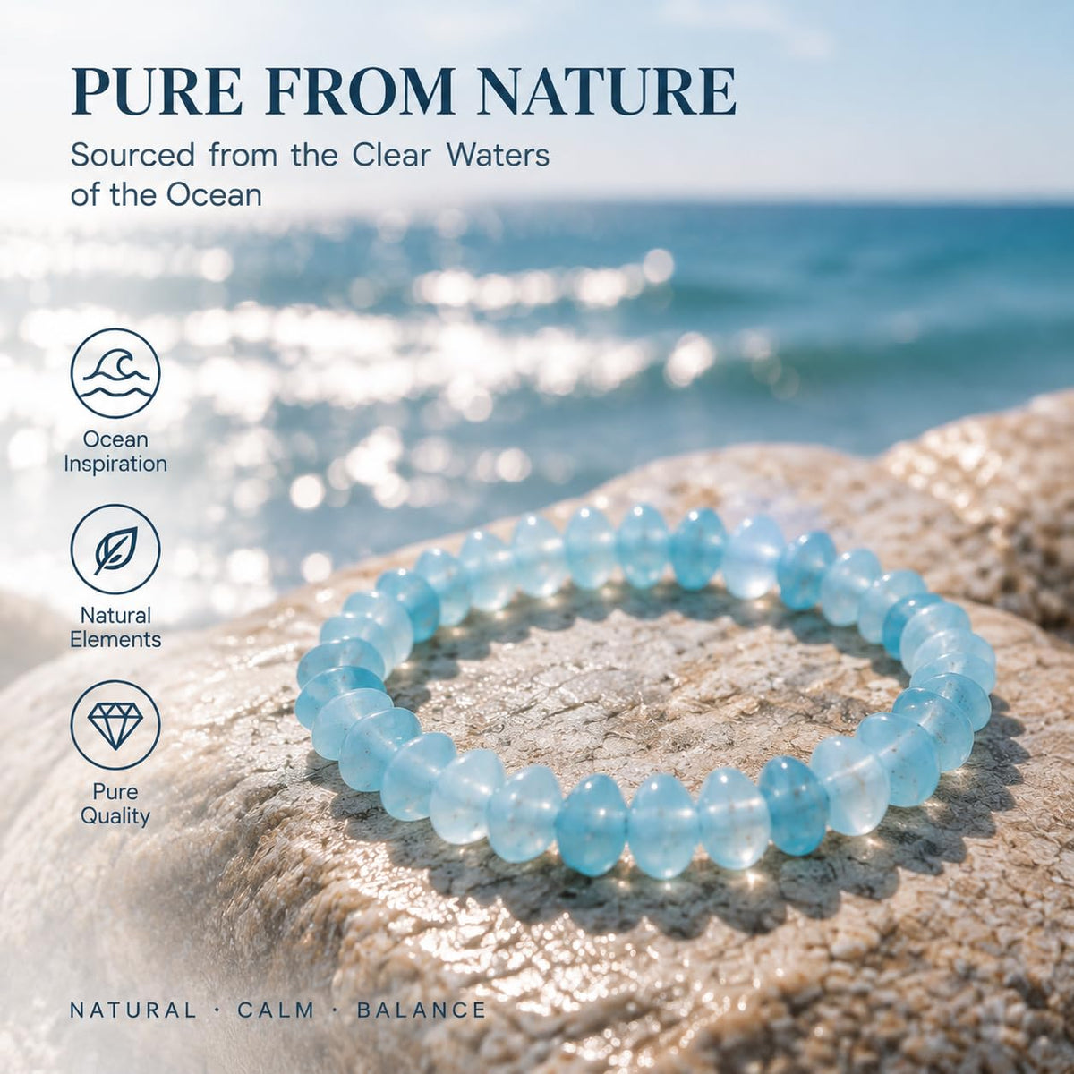 Aquamarine Crystal Bracelet for Women Men (Aquamarine chip Crystal)