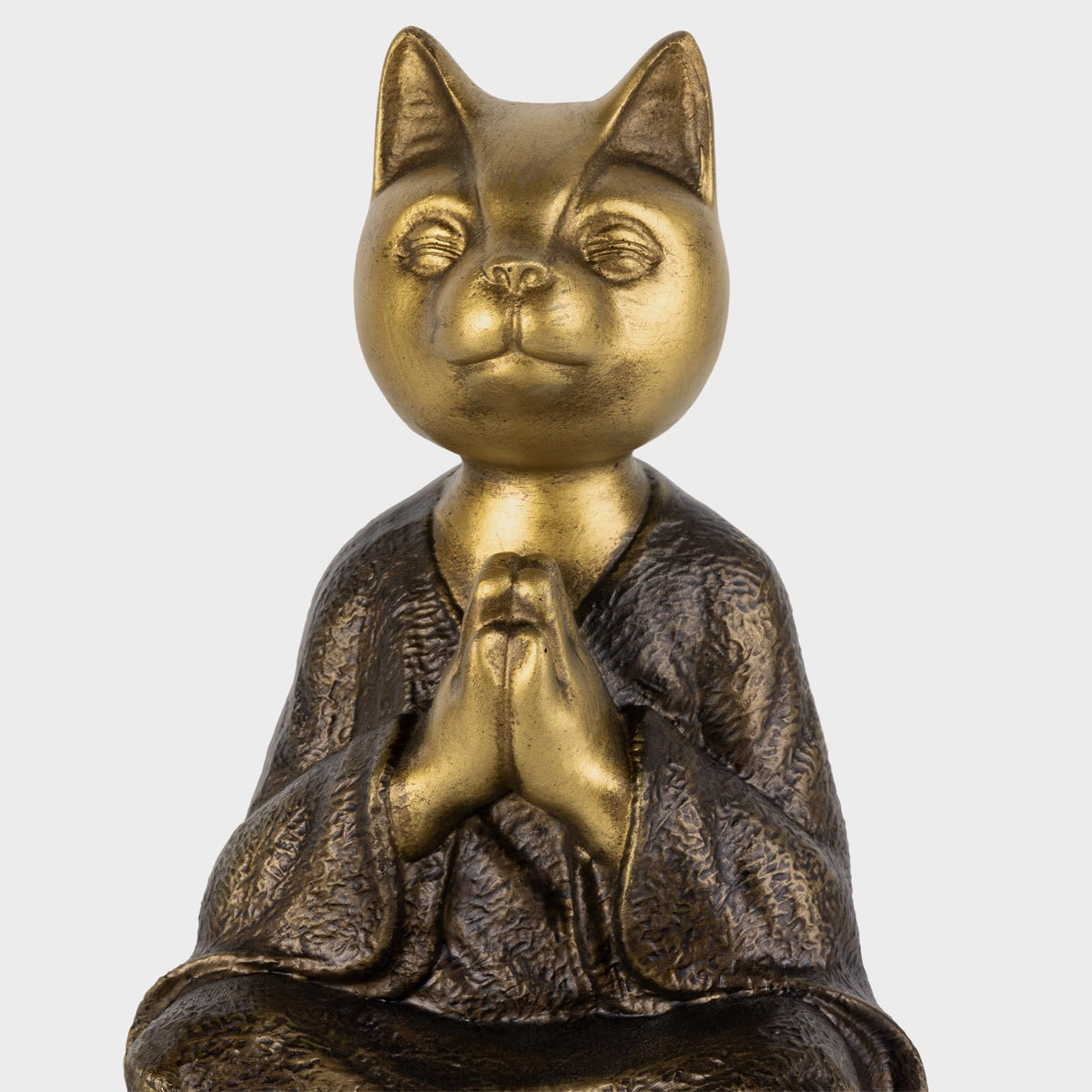 Meditating Cat Bookends (Gold)
