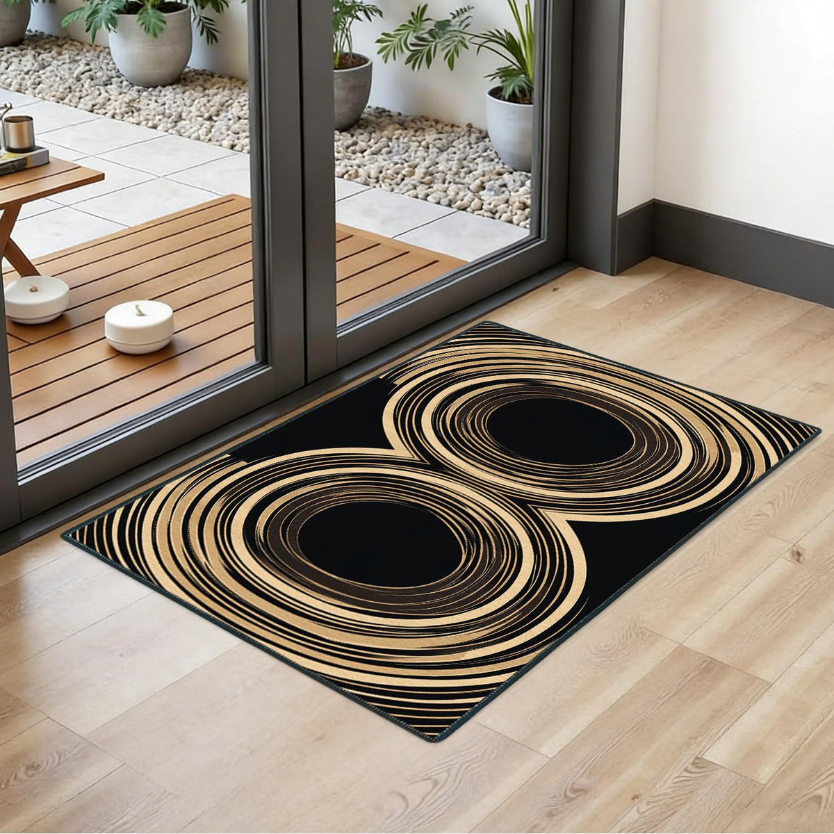 2x3FT Area Rug Abstract Gold Wave Entryway Rug (#23 / 2' x 3' (Rectangular))