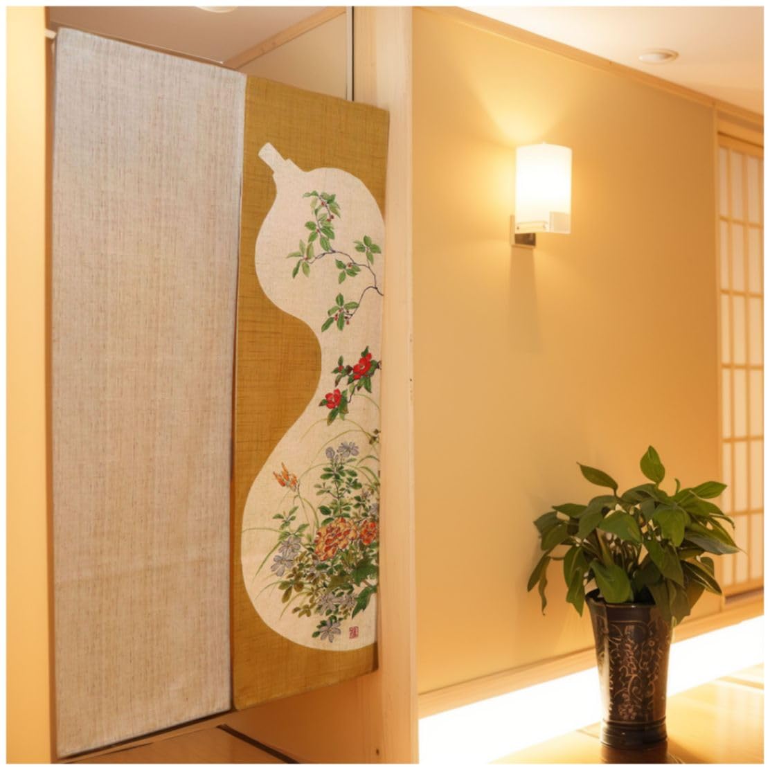 Japanese Noren Curtain Doorway Curtains 67in Long Size Traditional Room Divider for Kitchen Bedroom Pet Friendly Privacy Home Decor Gourd (Gourd / 33.5"W x 67"L (Pack of 1))