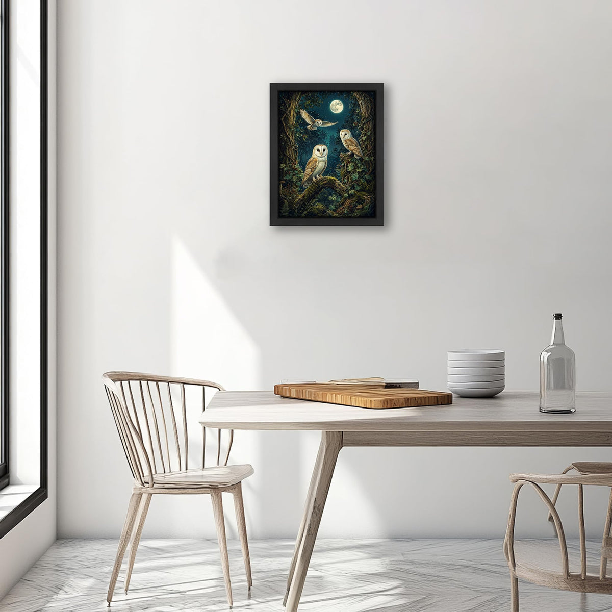 Barn Owl Decor Wall Art (Wall Art Framed 41 / 16"L x 12"W)