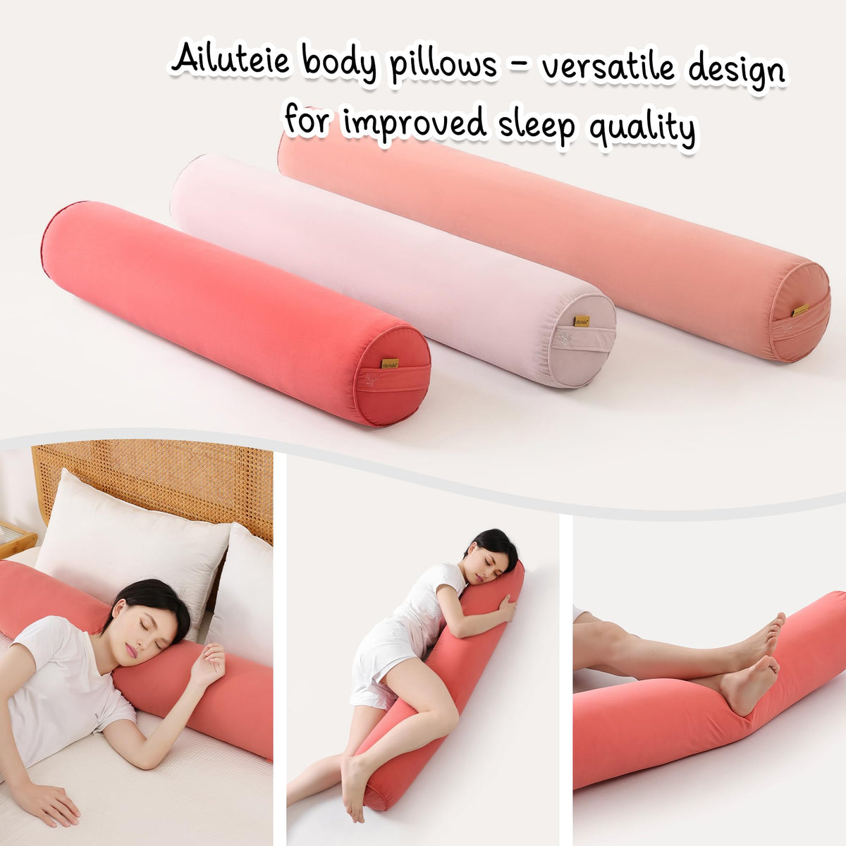 Body Pillow for Adults (Coral Peach / 59"*7.87")