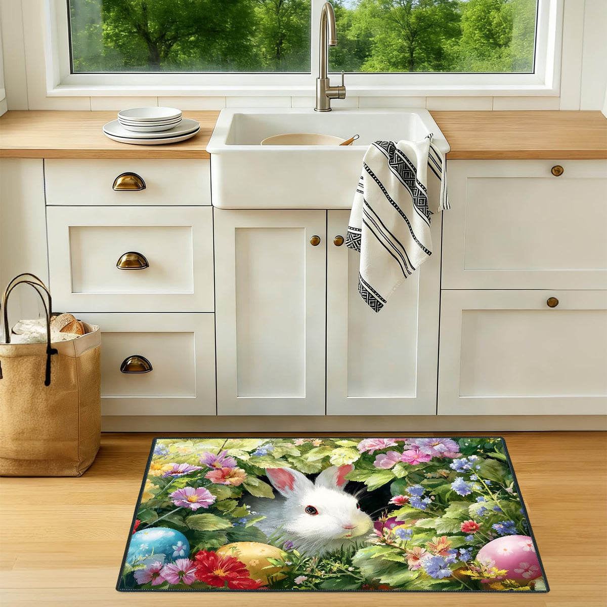 2x3FT Area Rug Bunny Garden Scene Indoor Entryway Rug (#12 / 2' x 3' (Rectangular))
