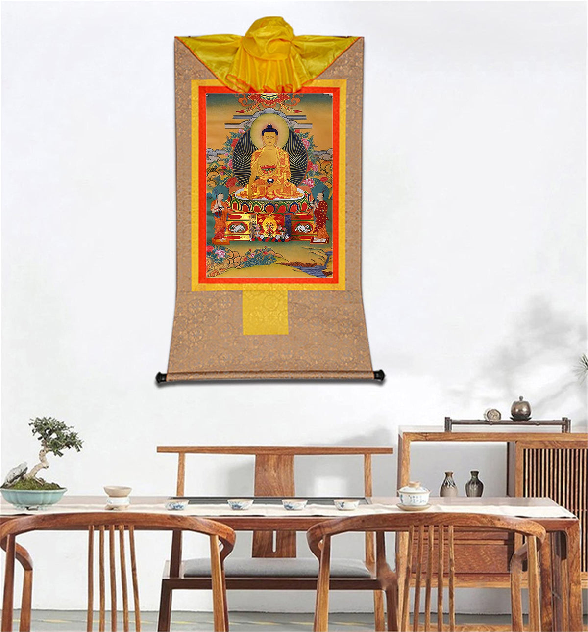Shakyamuni Thangka Tibetan Thangka Art (Shakyamuni / 33.5"L x 24.8"W)