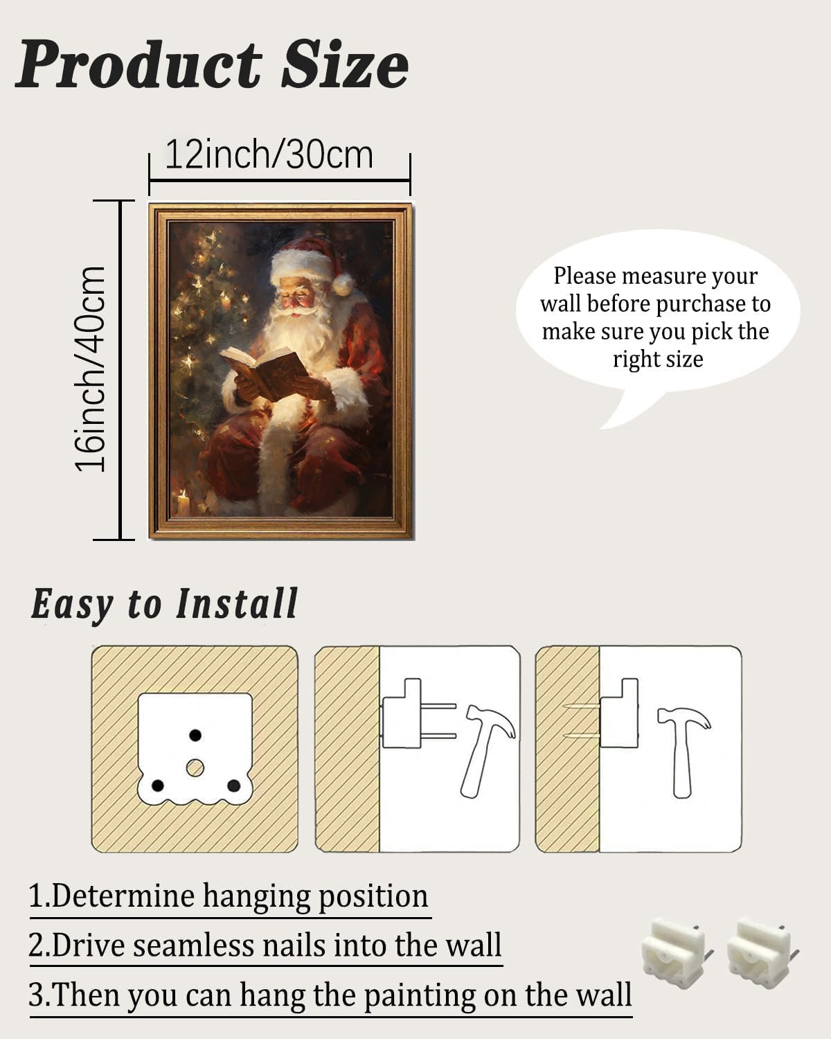 Gold Framed Christmas Wall Art (Christmas / 16"L x 12"W)