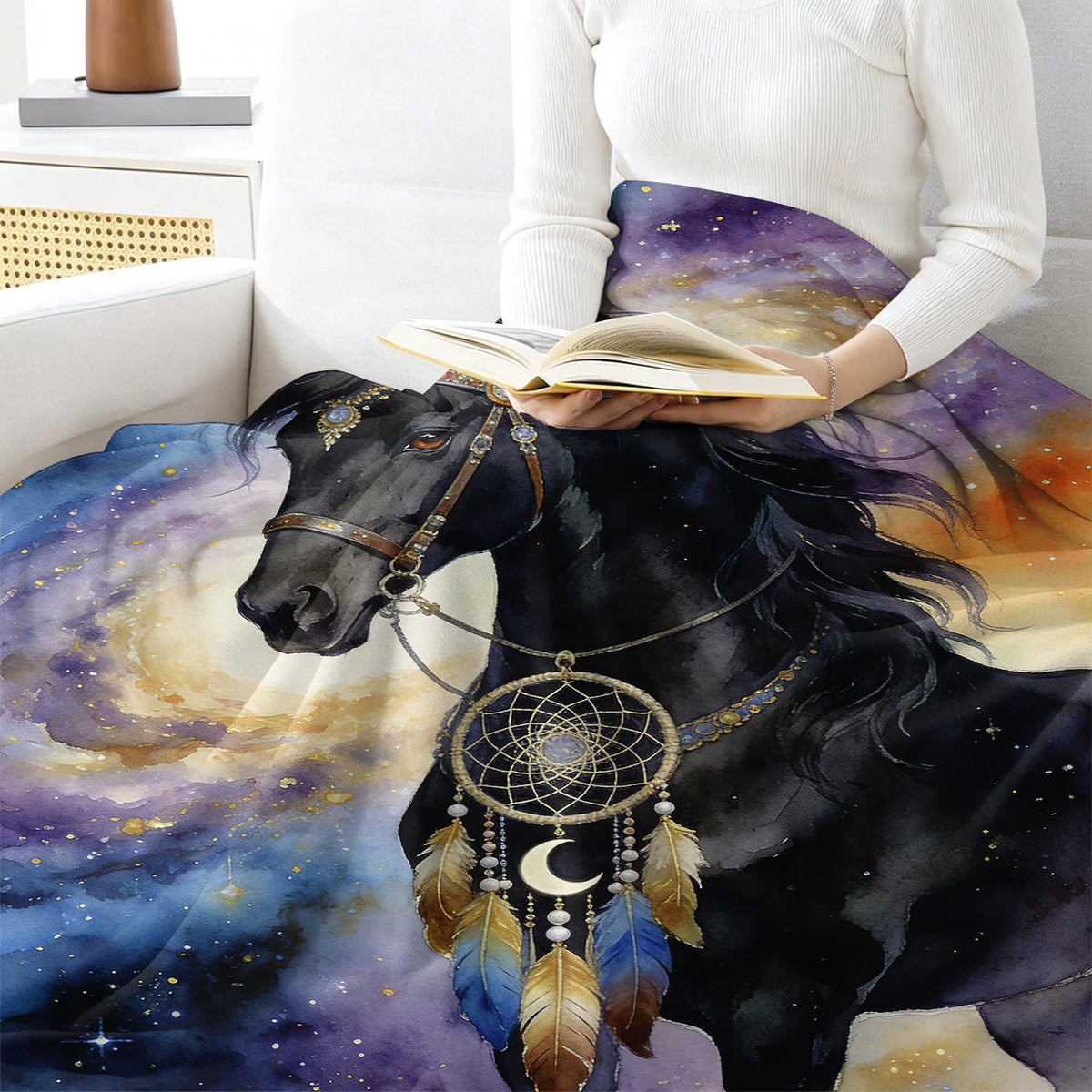 Unicorn Throw Blanket Mythical Dreamcatcher Cozy Soft Plush Flannel 60"X80" (Unicorn / 60"X80")