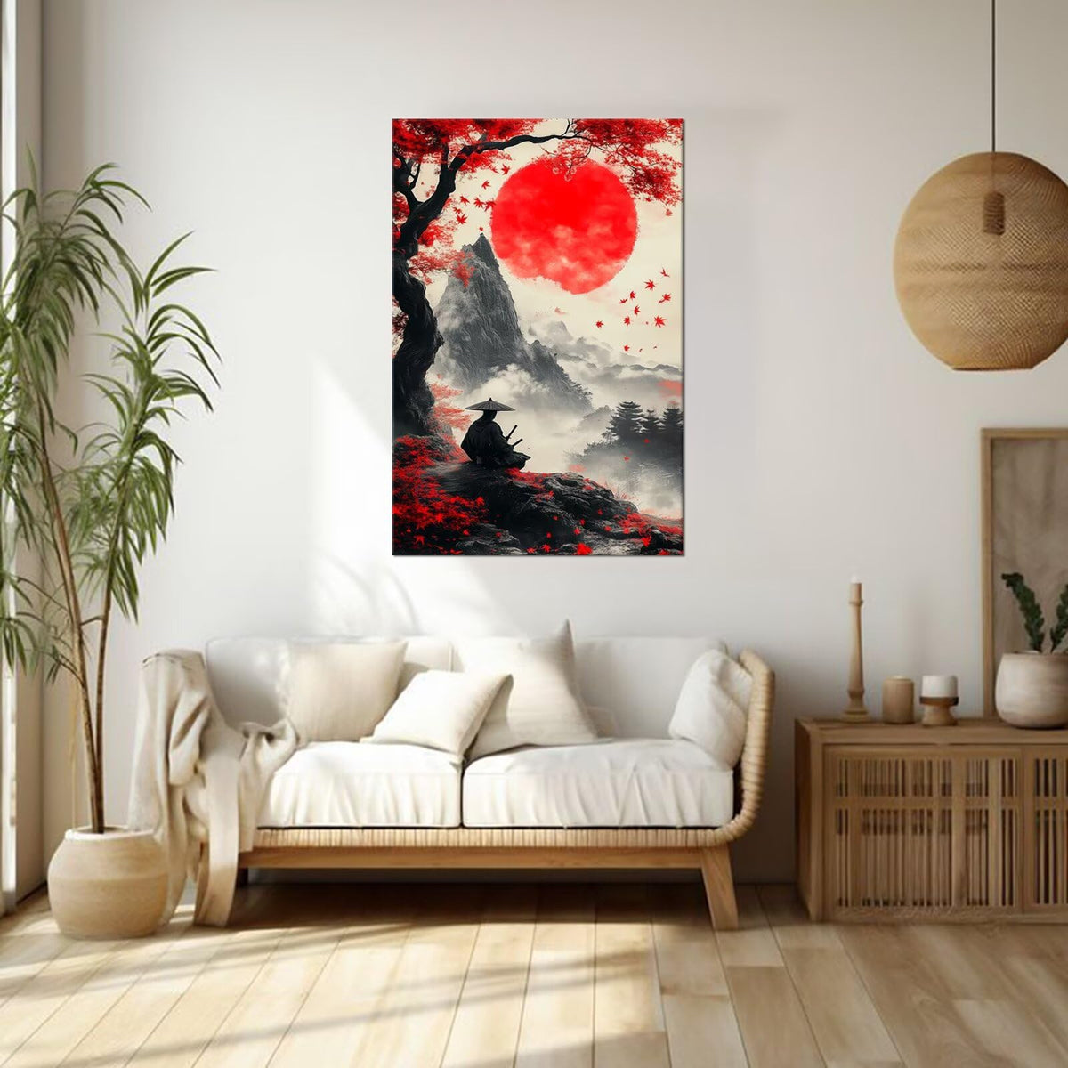 18x24 Inch Japanese Canvas Framed Wall Art (18"L x 24"W / Samurai21)