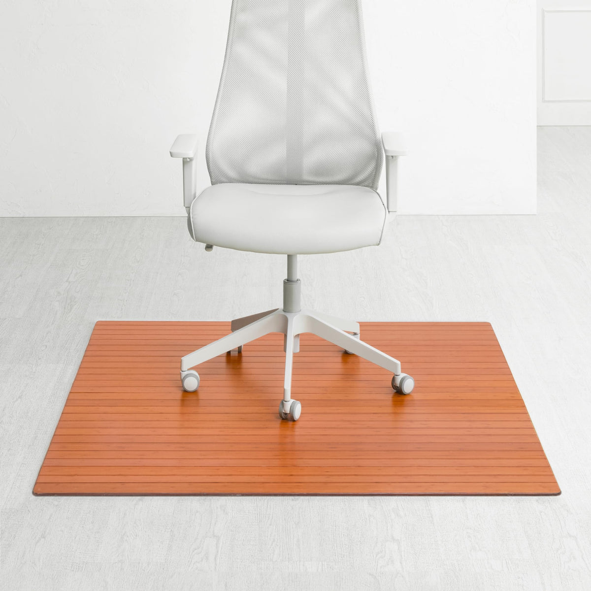 52" x 48" Bamboo Office Chair Mat for Carpet & Hardwood Floor (Walnut / 52" x 48" / Without Lip)