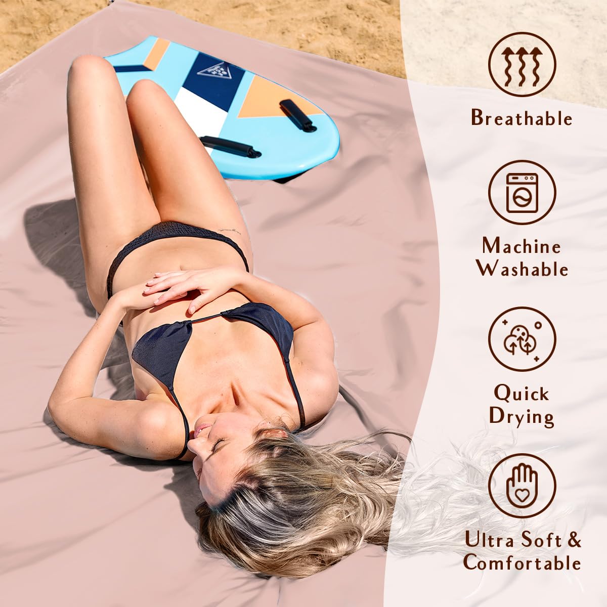 Beach Blanket Waterproof Sandproof (Pink / 120“×108”)