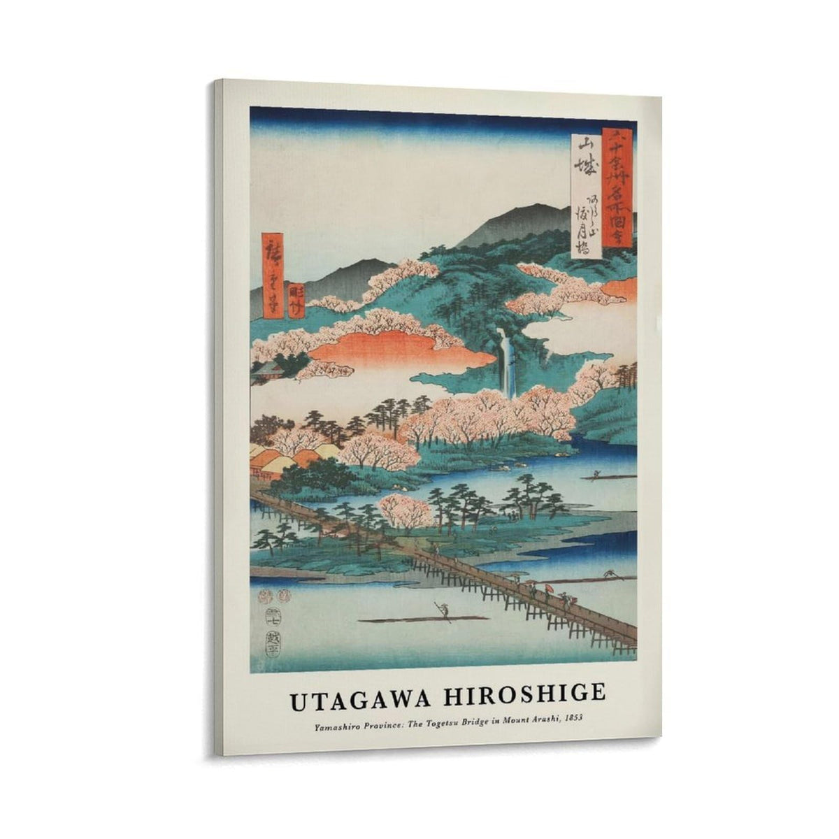 Utagawa Hiroshige Canvas Printing Wall Art Prints Posters Vintage Japanese Woodblock Landscape Togetsu Bridge Arashiyama Scenery Japandi Decor for Living Room Bedroom Office 24x36inch (style-6 / 24x36inch(60x90cm) Frame)