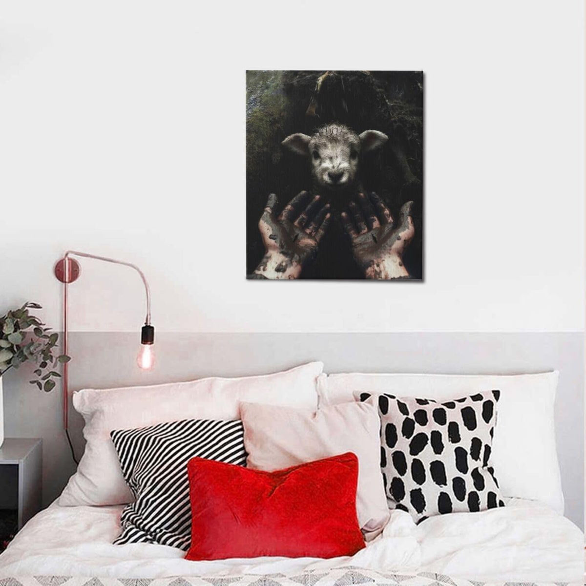 Jesus Lamb Wall Art Christian Canvas Wall Decor Religious Bible Pictures Christ Paintings Prints Artwork Framed Decorations For Church Prayer Room Bathroom Bedroom Living Room Gifts 20" x 24" (Lamb / 24"L x 20"W)