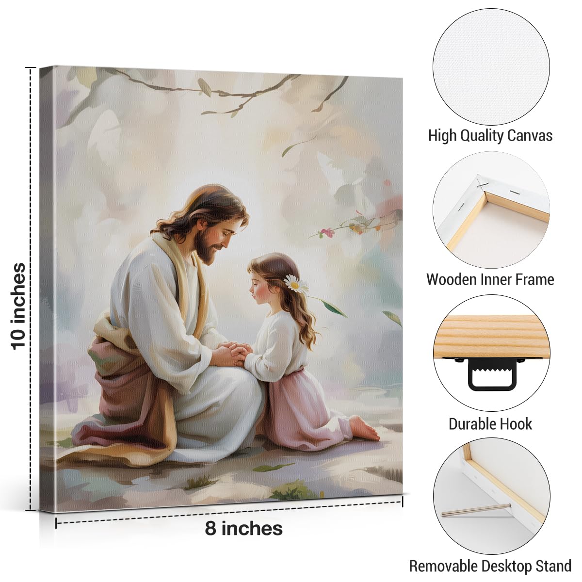 Christian Jesus and Little Girl Wall Art Jesus with Children Wall Decor (Jesus and Little Girl)