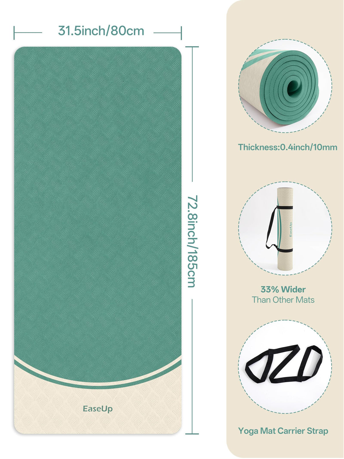 10mm Thick Yoga Mat (Green)