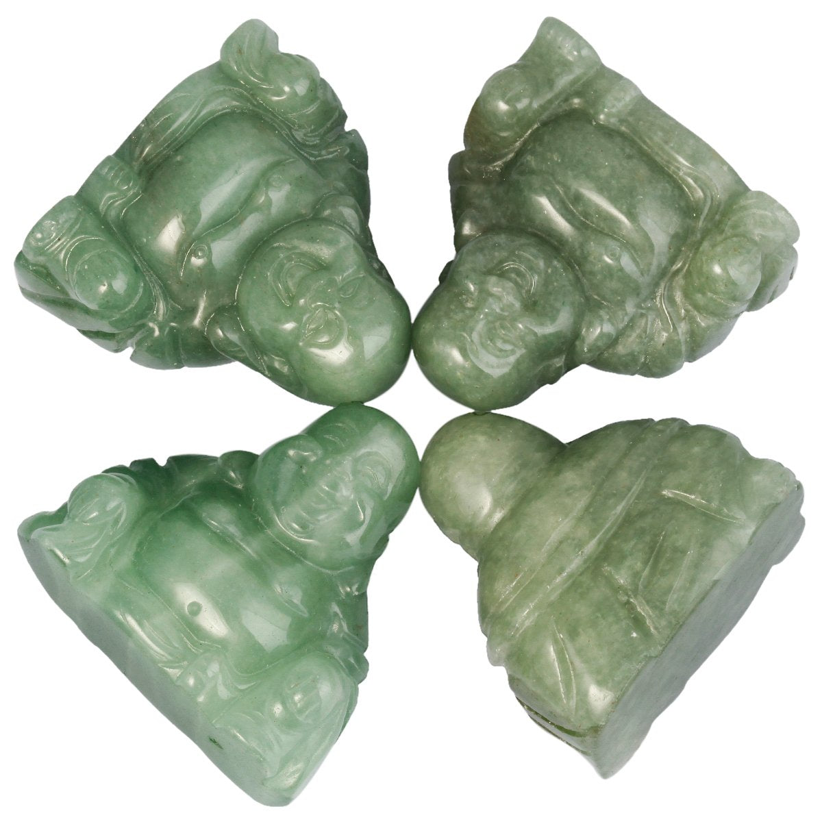 1.5 in Green Aventurine Happy Buddha Statue Crystal Figurine (#1-green)