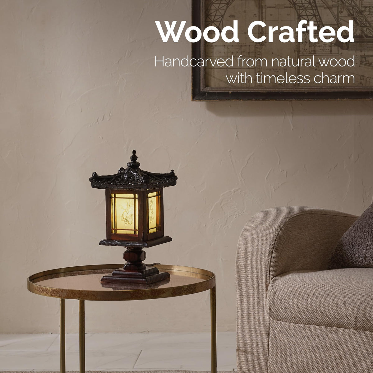 Traditional Korean Wood Lamp (Pavilion)