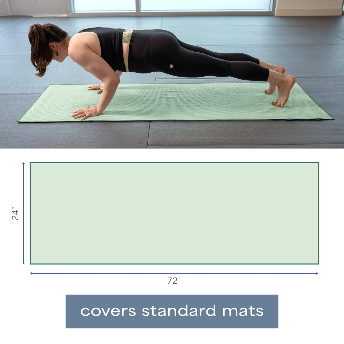 Aura Microfiber Yoga Mat Towel with Grip (Green)
