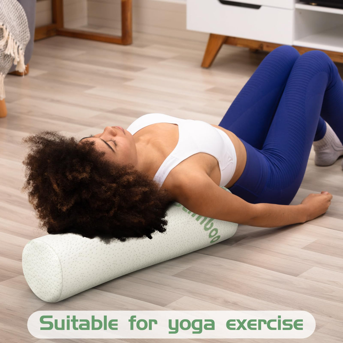 1 Pcs Memory Foam Roll Pillow Neck Bolster Cylinder Pillow (18 x 4 Inches)