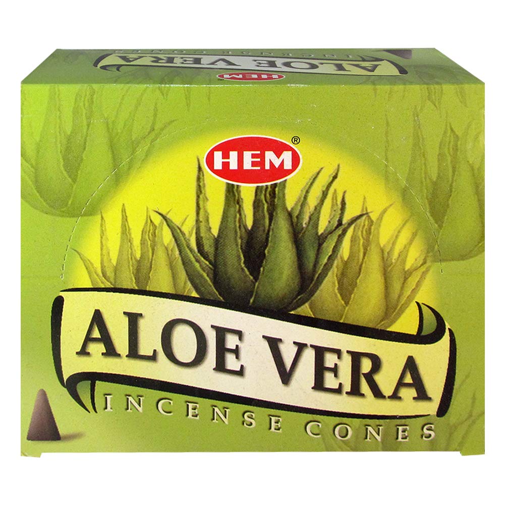 Aloe Vera Incense Cones and Cone Incense Burner Bundle Insence Insense Hem Incense (Aloe Vera)