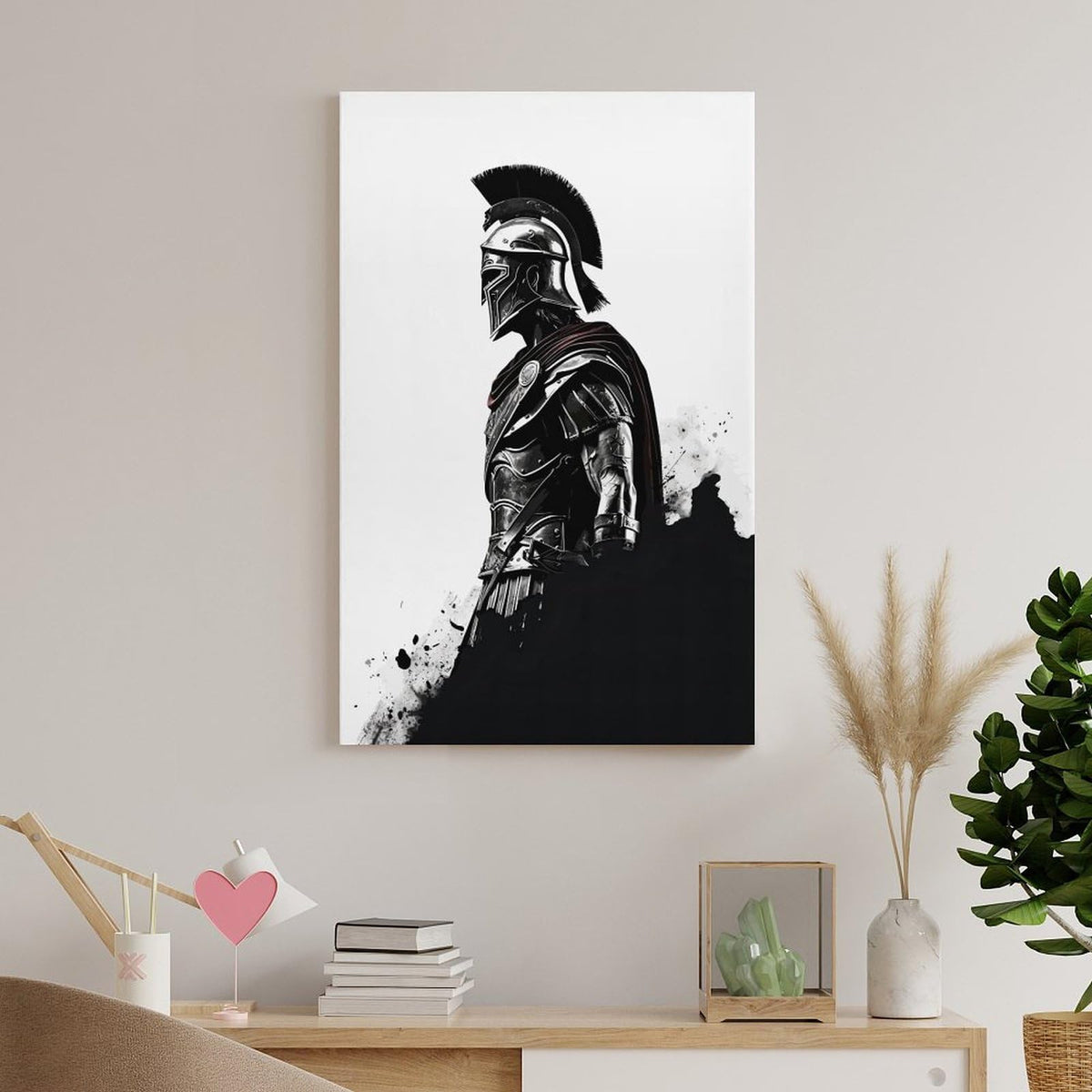 Spartan Warrior Soldier Canvas Printing Wall Art Prints Wall Decor Posters Minimalist Black White Greek Armor Figure Scandinavian Bohemian Living Room Bedroom Office Decor 24x36inch (style-9 / 24x36inch(60x90cm) Unframe)