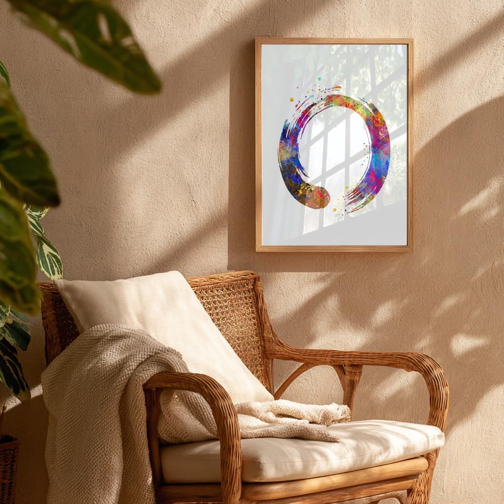 11X14 Unframed Zen Circle Enso Symbol Buddhism Meditation Yoga Watercolor Art Print Poster Giclee Decor Home N428 (14"L x 11"W)