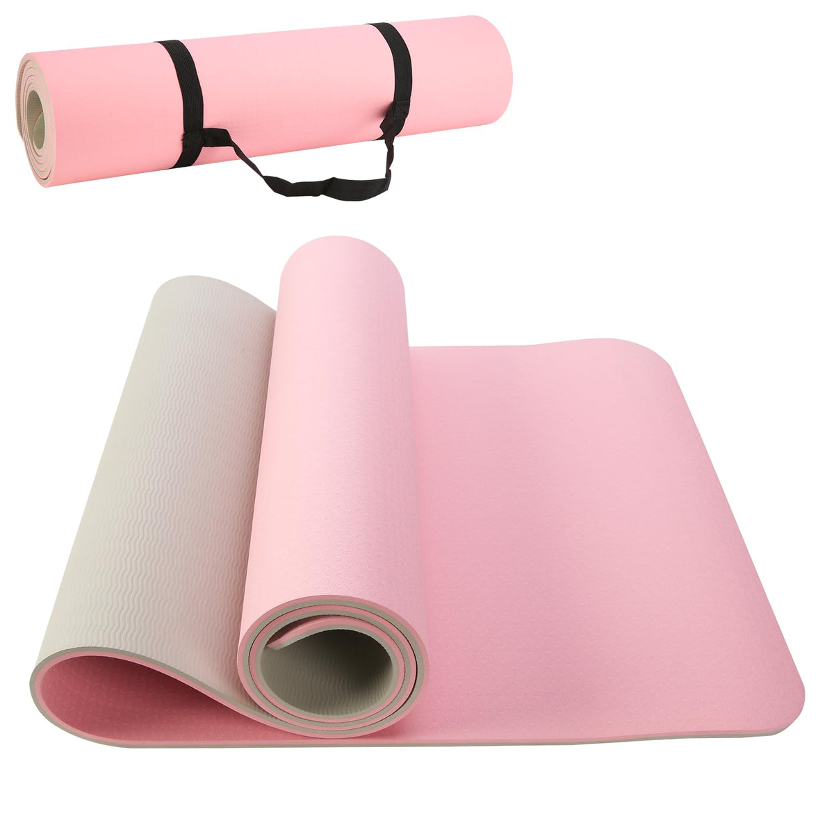 TPE Yoga Mat 72"x24" (Pink Grey / 72*24*0.3inch)
