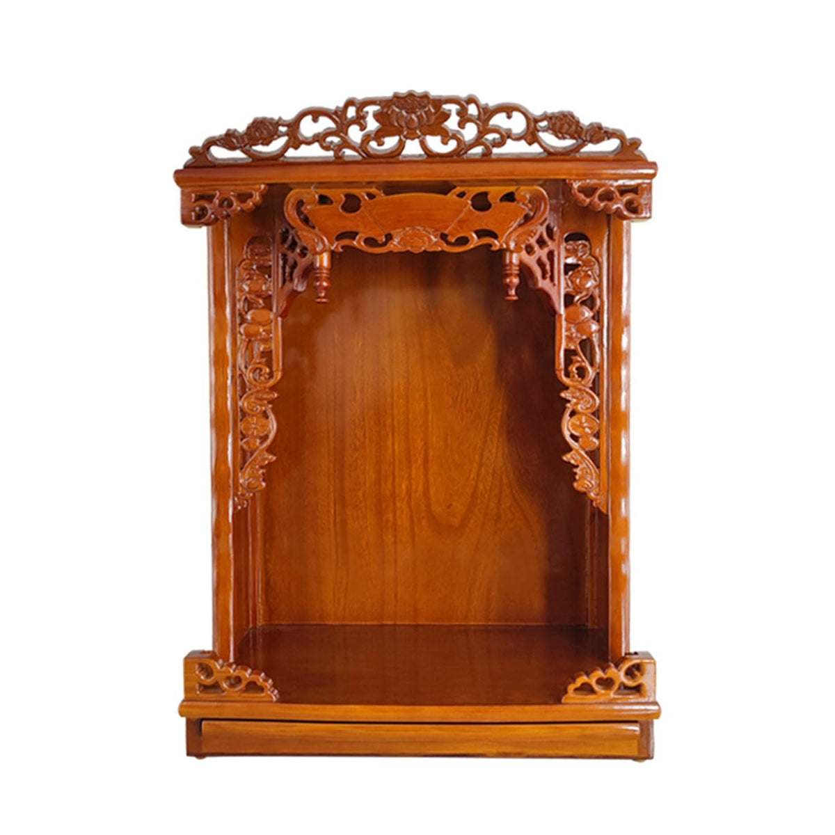Wall mounted desktop wood buddhist altar (Walnut / 62cm/24.4in)