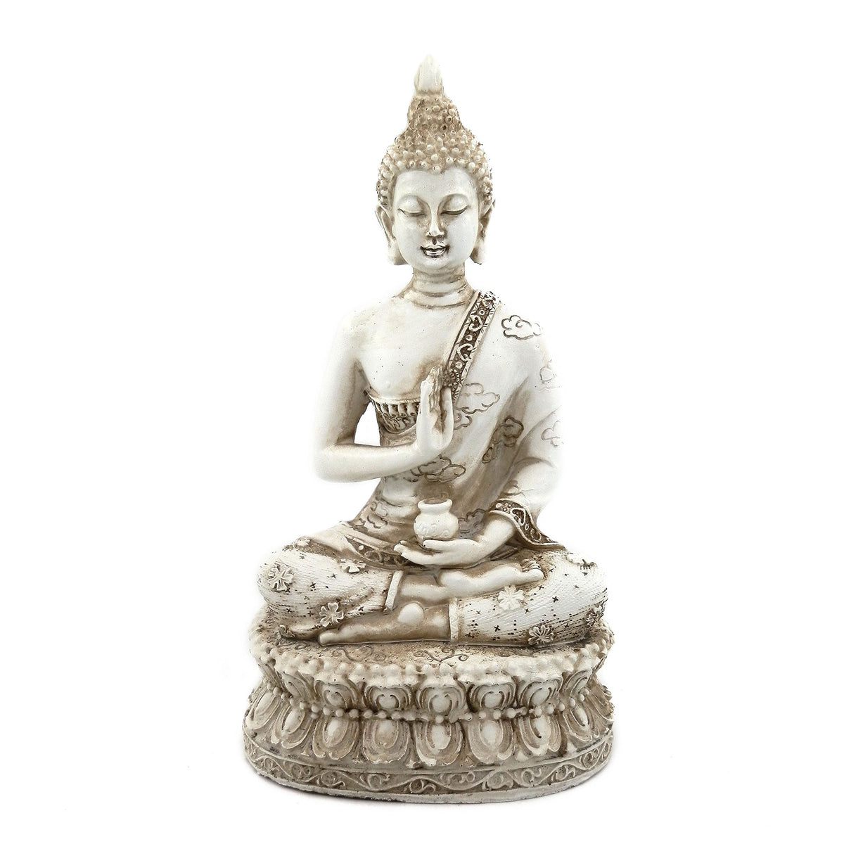 Thai Sitting Buddha Statue for Home Decor Ivory 6.7 " (White)