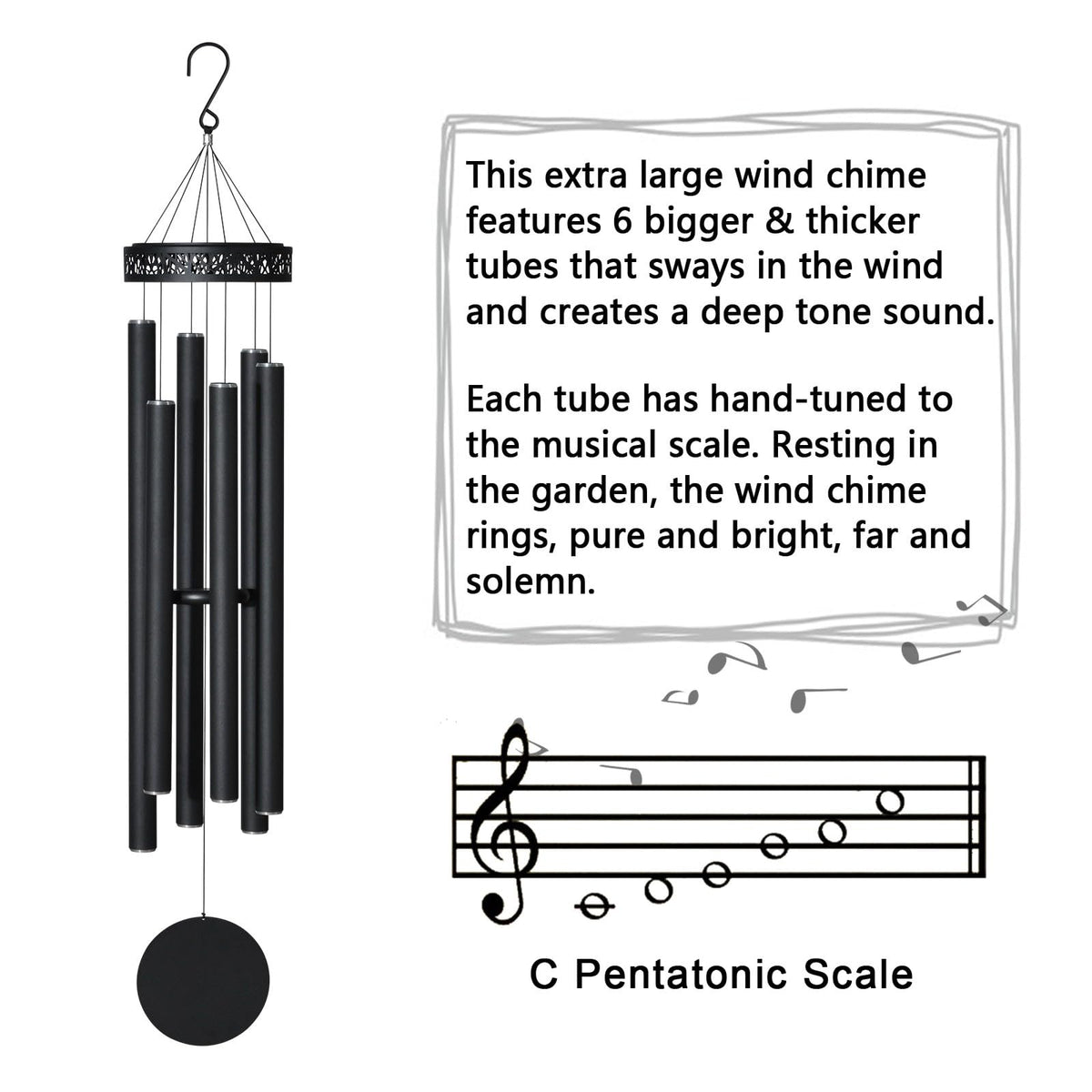 48" Large Wind Chimes for Outside Deep Tone (48" Large)