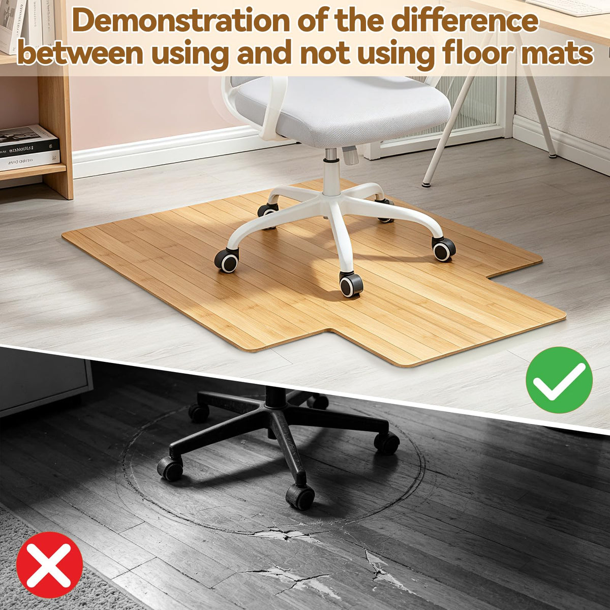 36" x 48" Office Bamboo Chairmat for Carpet Floor (Wood)