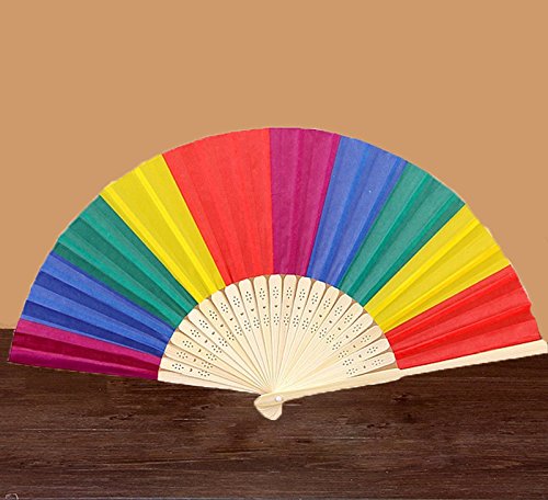 6 Pack Rainbow Folding Fans (6 Pack ,Rainbow)