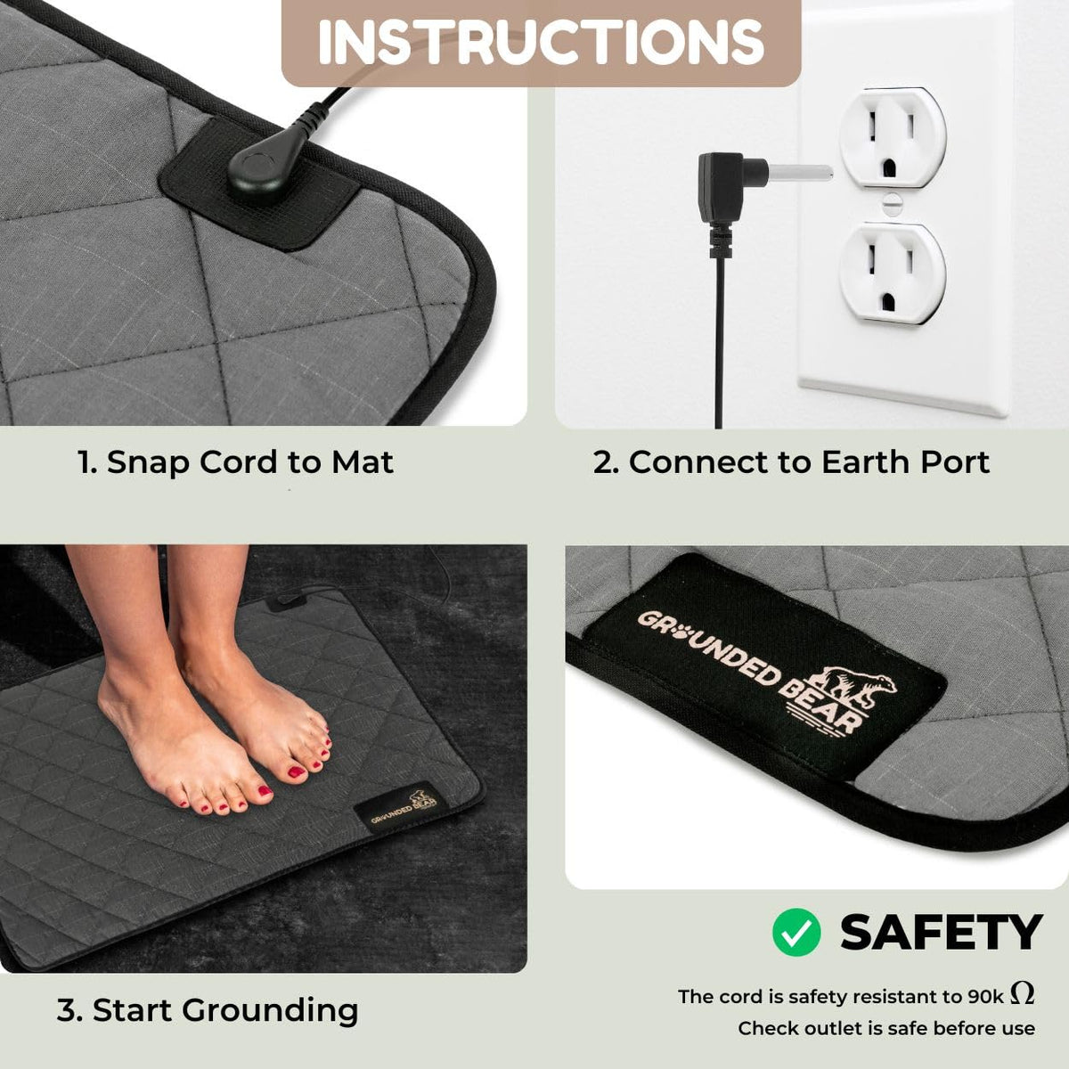 Premium Grounding Mat for Feet (Grey)
