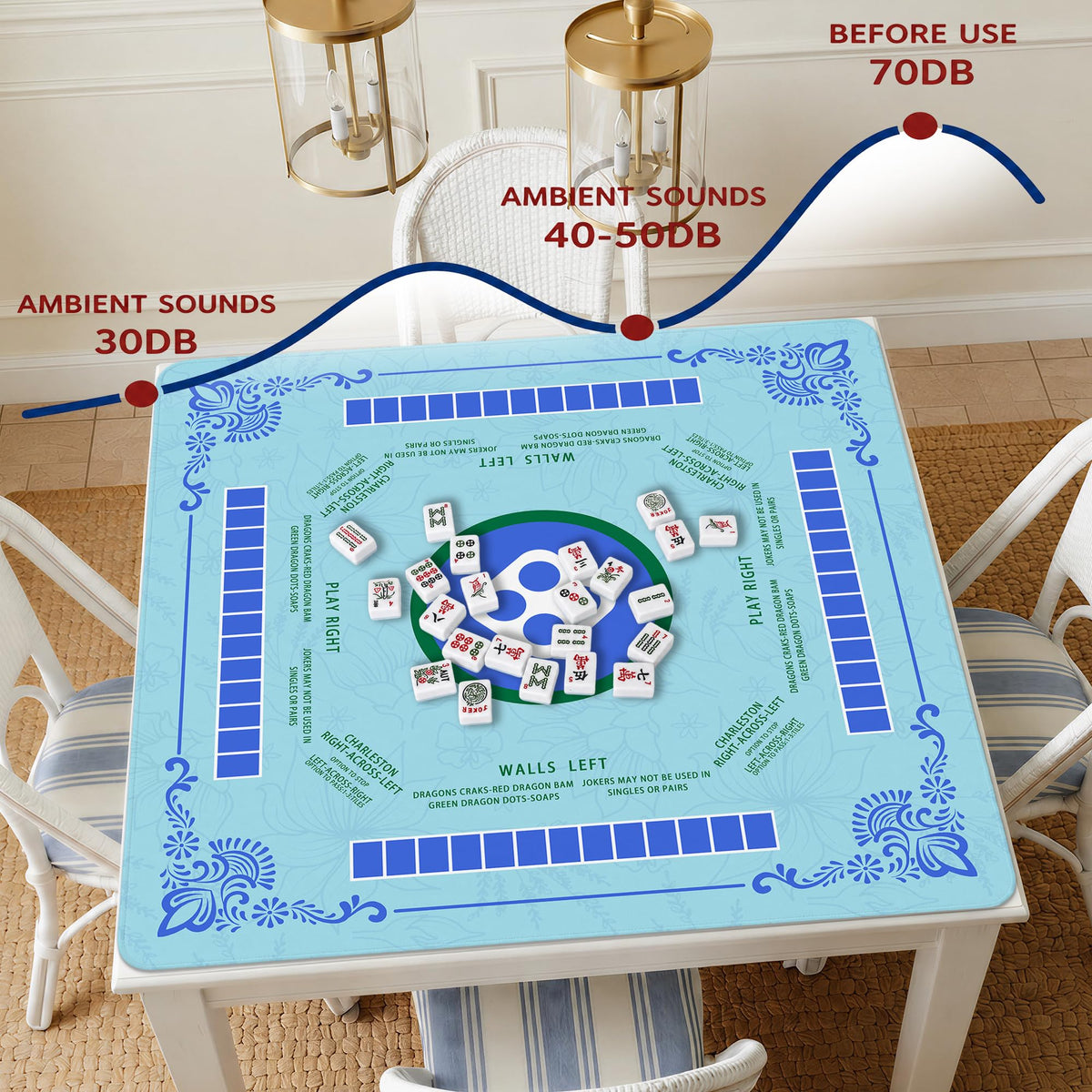 Blue and Green Mahjong Mat 31.5" x 31.5" (Blue and Green Mahjong)