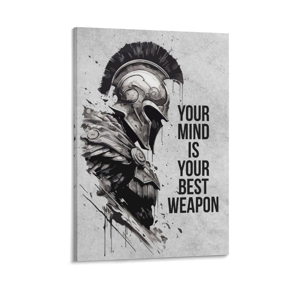 Motivational Quote Spartan Warrior Helmet Art Canvas Printing Wall Art Prints Wall Decor Posters Monochrome Minimalist Nordic Living Room Bedroom Office Gym Mindset Decor 24x36inch (style-39 / 24x36inch(60x90cm) Frame)