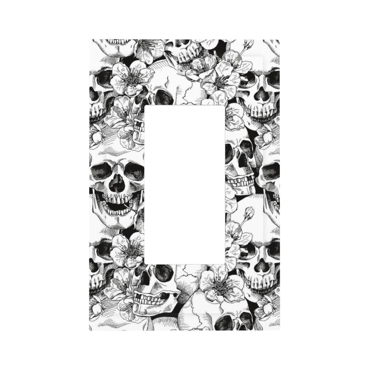 Cool Skull Skeleton Floral Gothic Decorator Wall Plate Decorative Spooky Fantasy Witchy Hippy Rose Halloween Single Rocker (Gothic Skull Floral Skeleton / 1-Gang Rocker Mid)